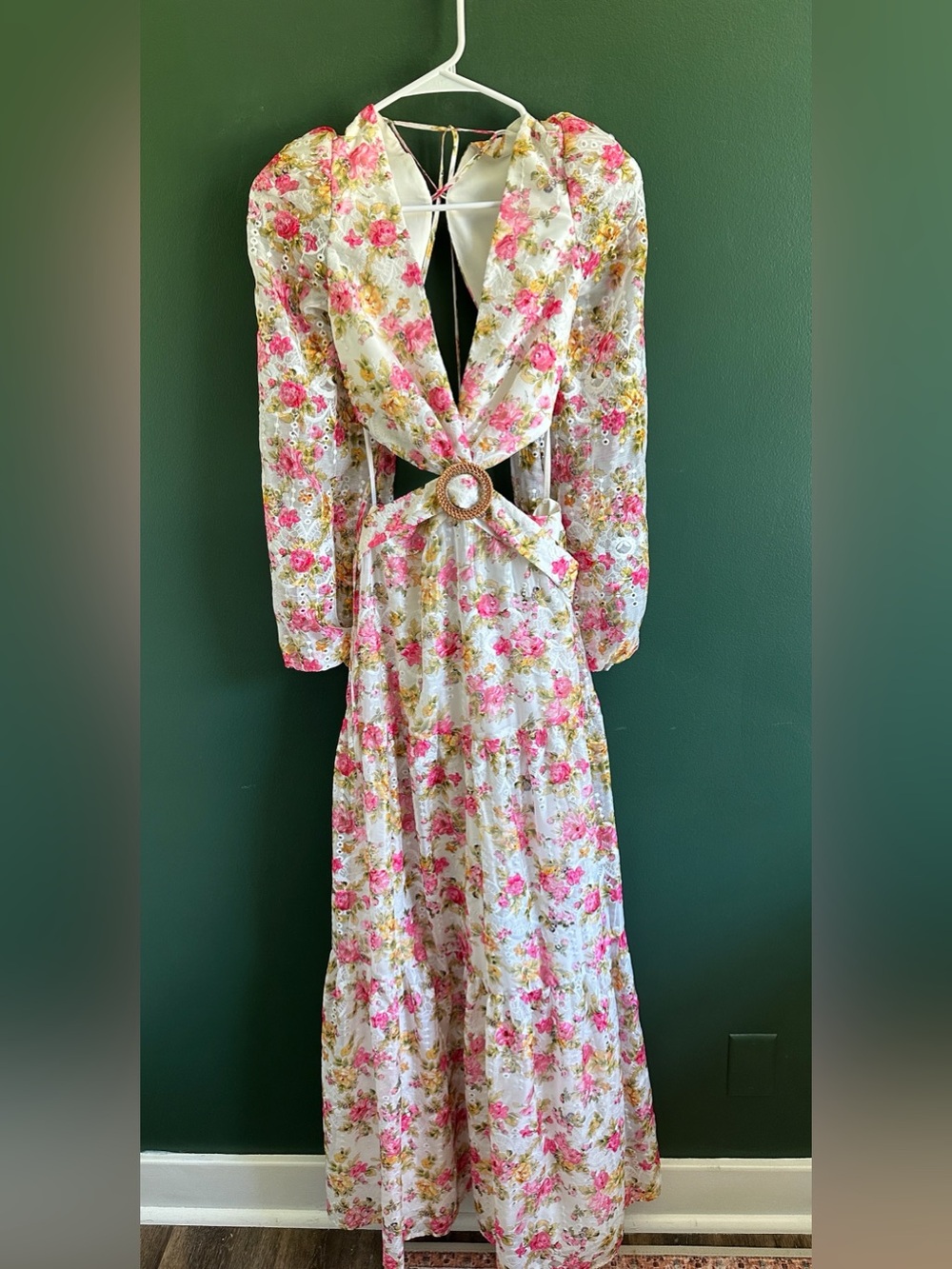 Gianni Bini Lillian Floral Print Long Sleeve Cut Out Tiered Maxi Dress NWT 4